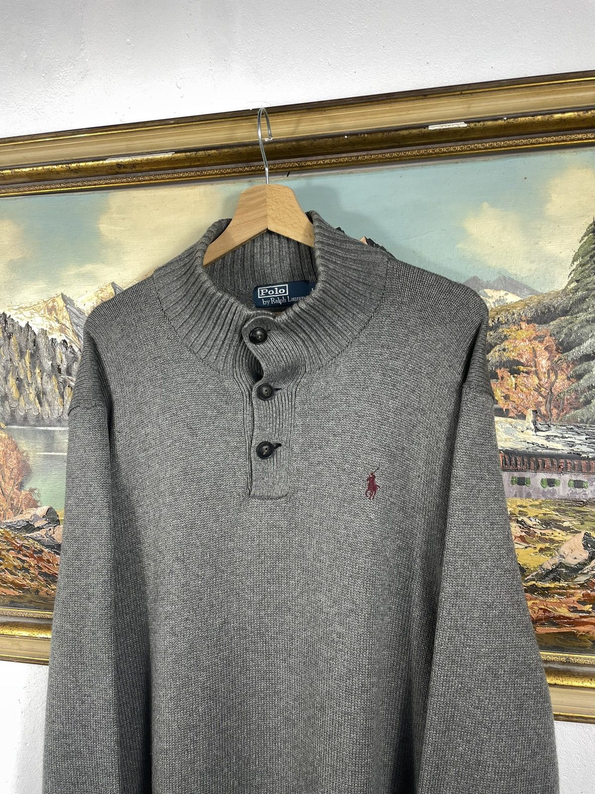 Designer × Polo Ralph Lauren × Ralph Lauren Ralph Lauren Grey Pull Knitwear Retro 90s Half Old Money Size US L / EU 52-54 / 3 - 4 Thumbnail