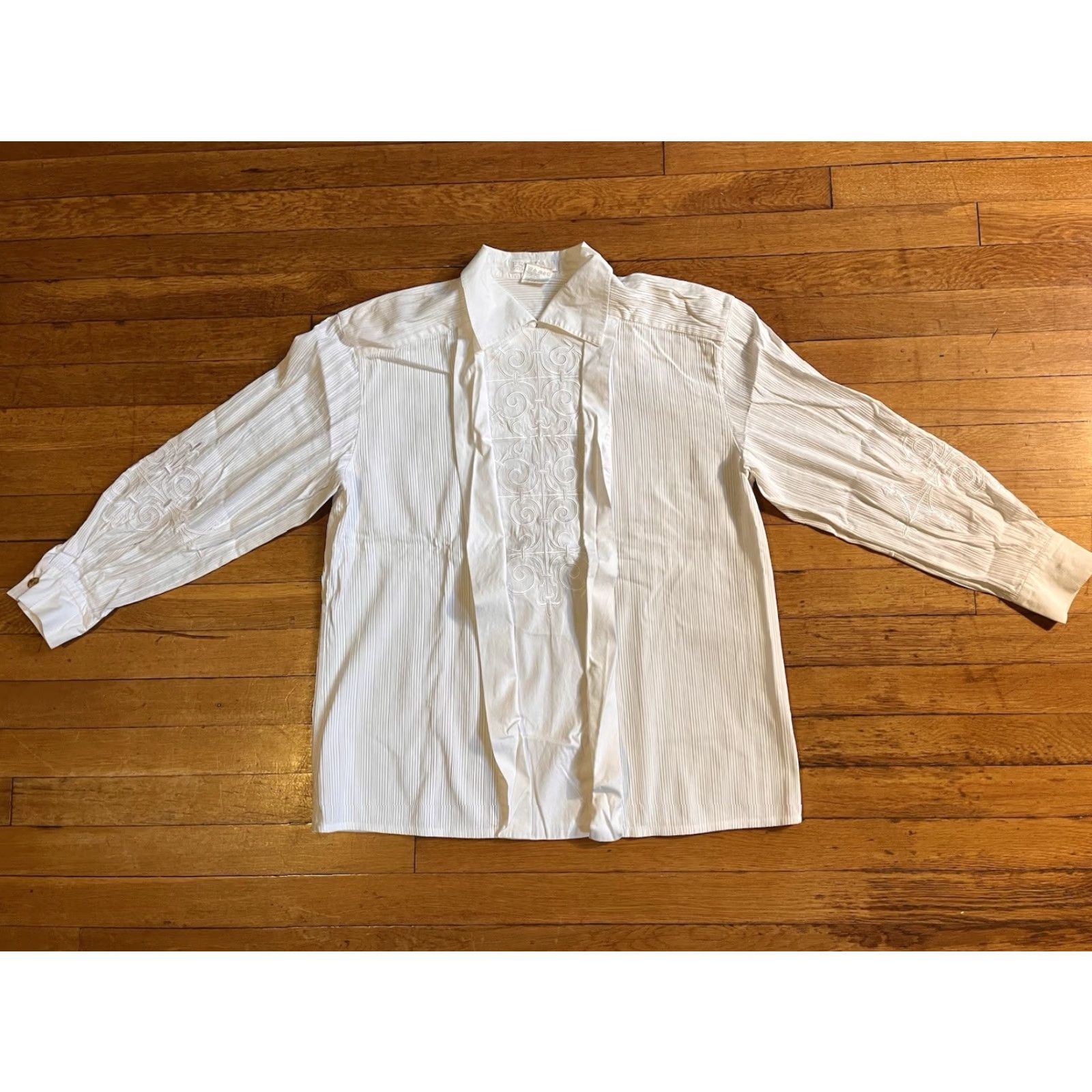 Escada VINTAGE Escada Blouse Women’s 42 White Ornate Ribbed Dressy Knit Button Collared 90s Designer Mens Women Girls Size M / US 6-8 / IT 42-44 - 2 Thumbnail