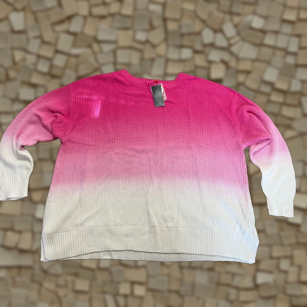 Vintage All Worthy Shirt Womens 2X Pink White Ombre Crew Neck Pullover Knit Sweater Size XXL / US 16-18 / IT 52-54 - 1 Thumbnail