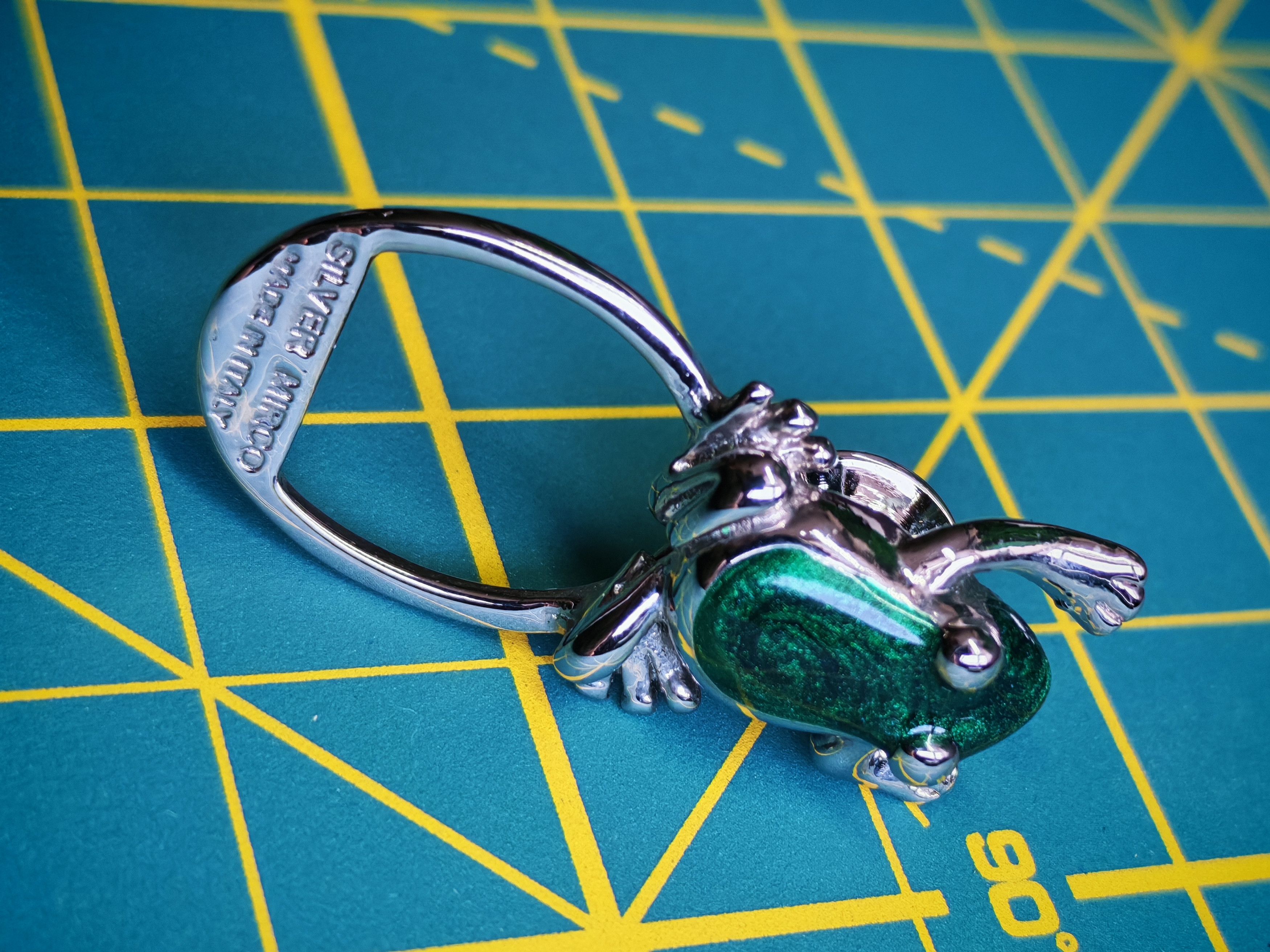 Vintage SILVER FROG GREEN 925 MIRCO MADE IN ITALY Size ONE SIZE - 2 Thumbnail