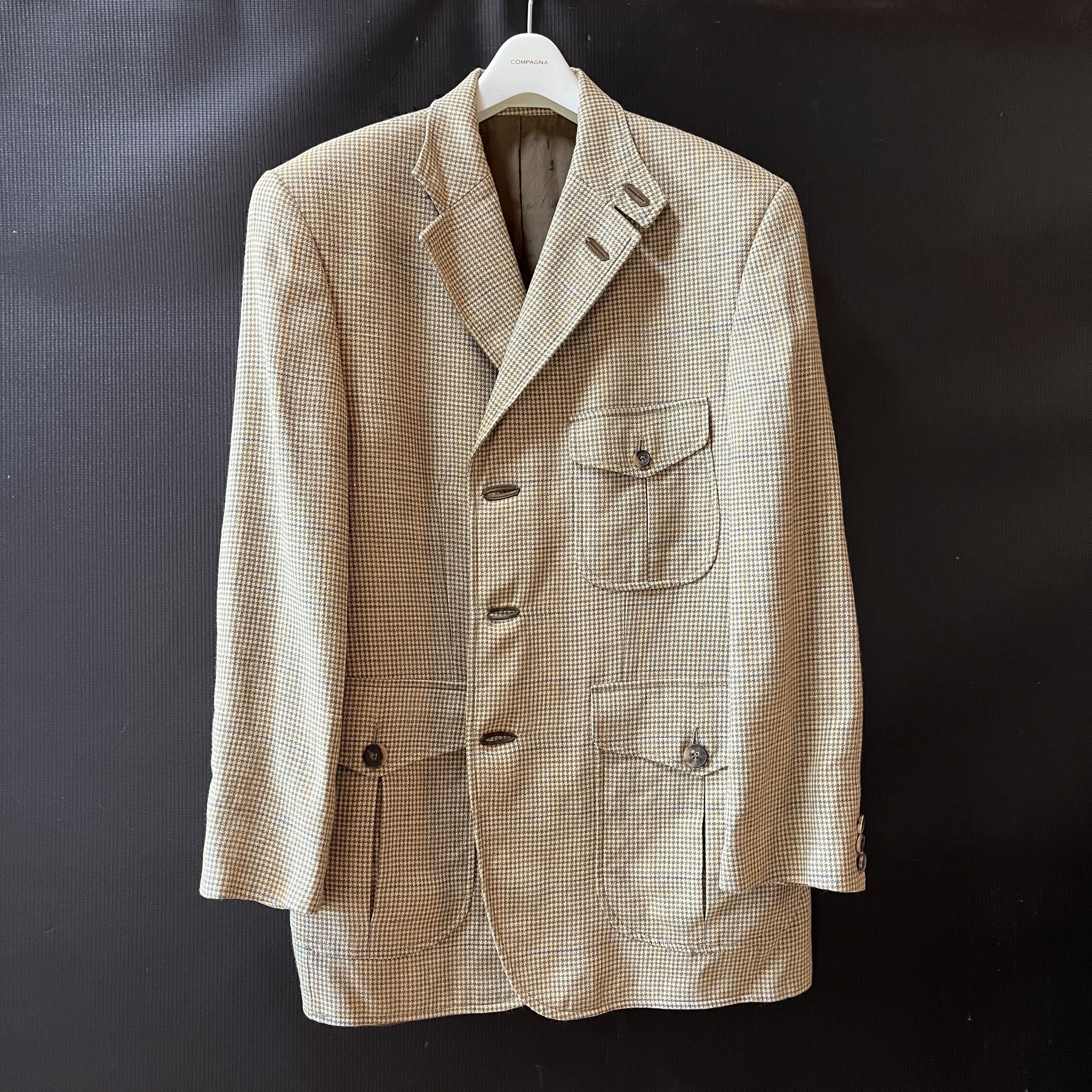 DAKS DAKS London Wool Silk Linen Hunting Jacket Suede Elbow IT50 Size 50S - 1 Thumbnail