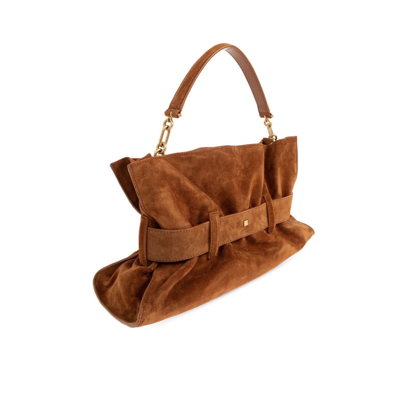Balmain BALMAIN Anthem Medium Brown Suede Shoulder Bag New Size ONE SIZE - 3 Thumbnail
