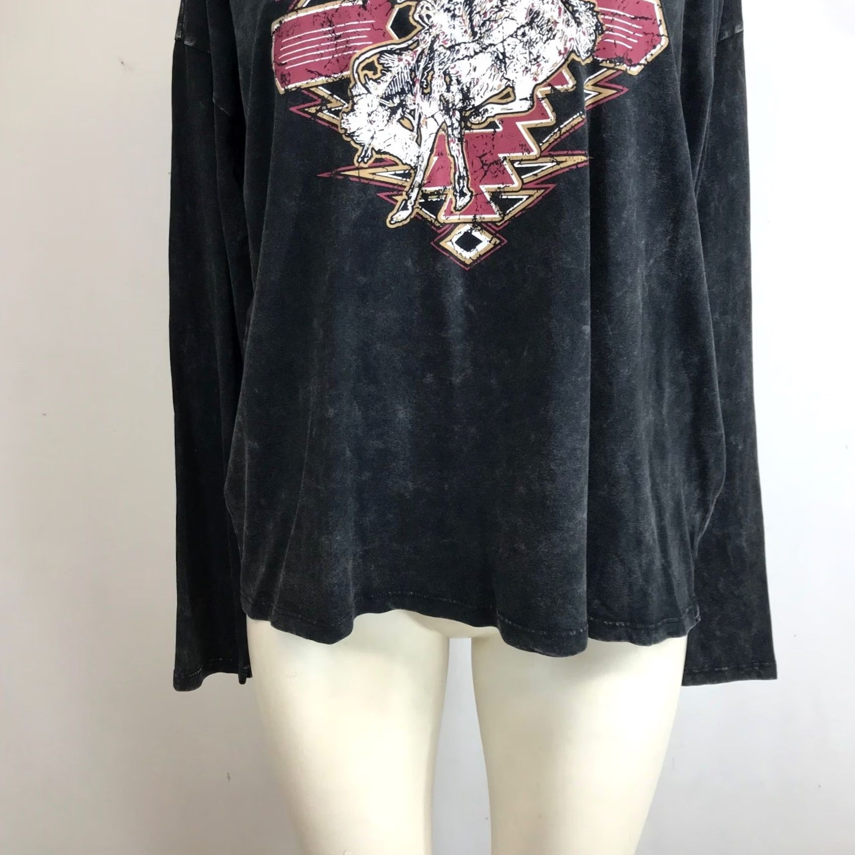 Denime Rock & Roll Denim Women Small Black Bronc Rider Graphic Long Sleeve Size S / US 4 / IT 40 - 3 Thumbnail