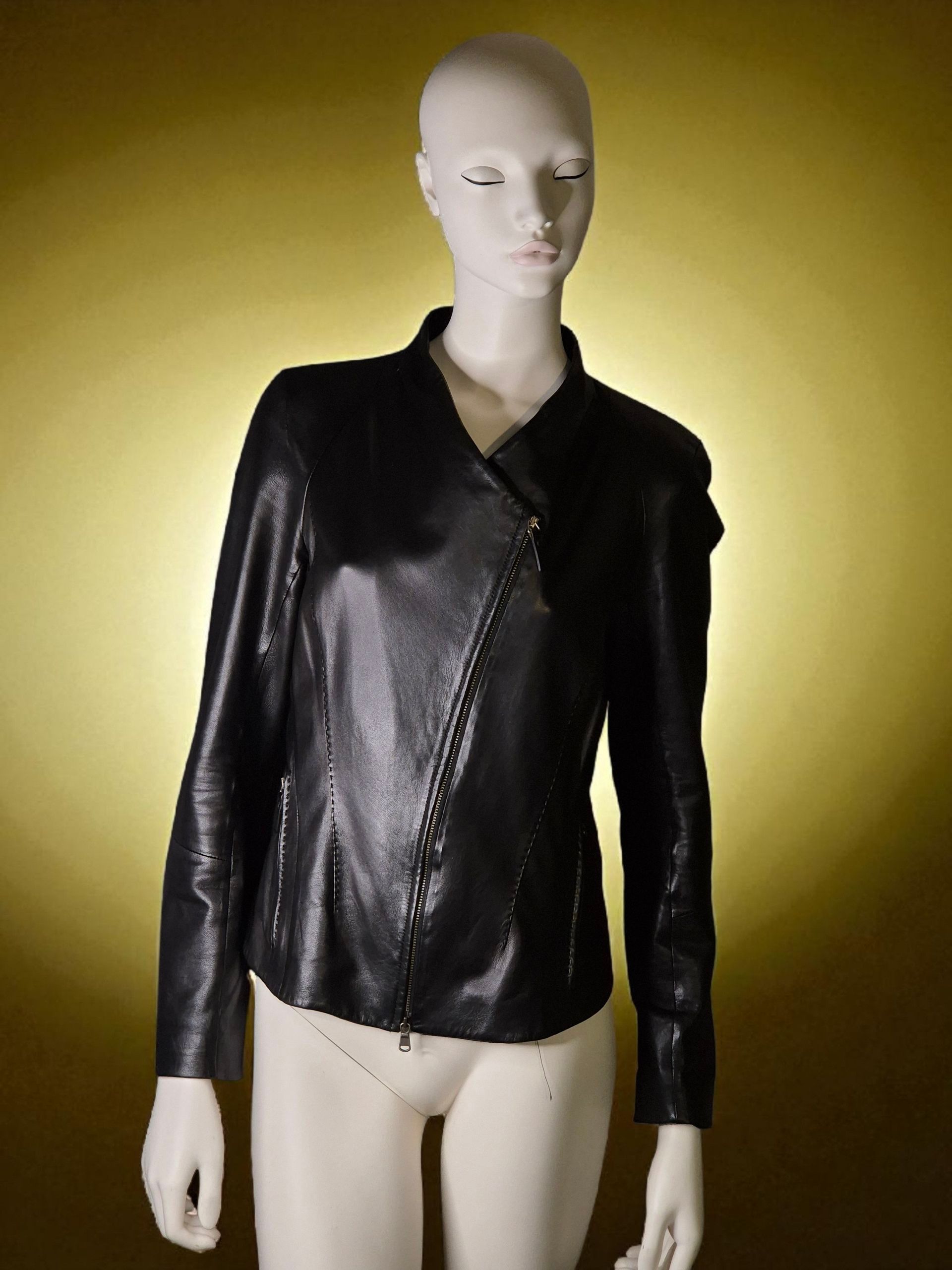 Other Archival VSP by Vespucci – Black Lambskin Moto Jacket Size S / US 4 / IT 40 - 1 Thumbnail