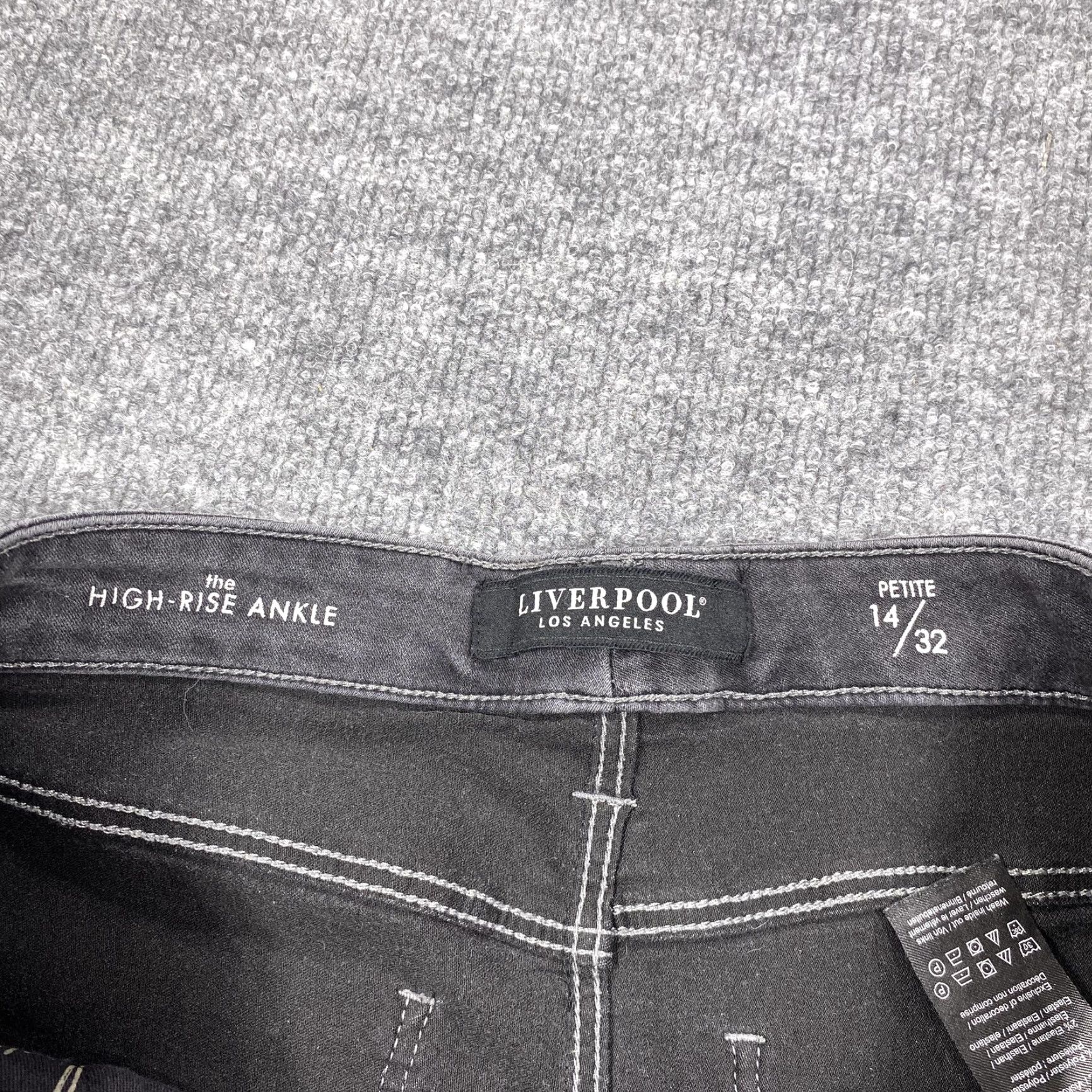 Vintage Liverpool High-Rise Ankle Jeans Womens 14/32 Gray Charcoal Slim Stretch Denim Size 36" / US 14 / IT 50 - 3 Thumbnail