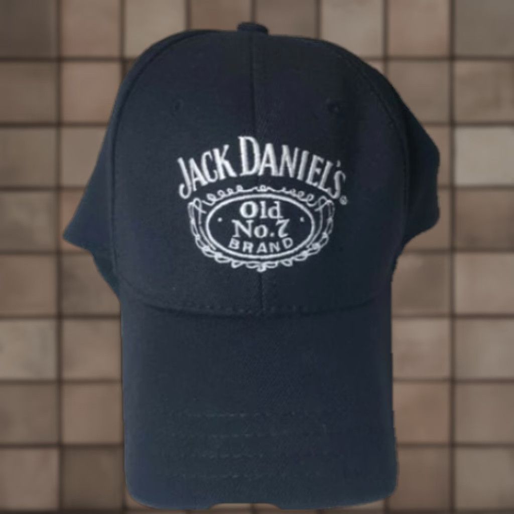 Vintage VINTAGE Jack Daniels Old No.7 Black Brand OSFM Elastic Band Embroidered Baseball Cap Size ONE SIZE - 1 Thumbnail