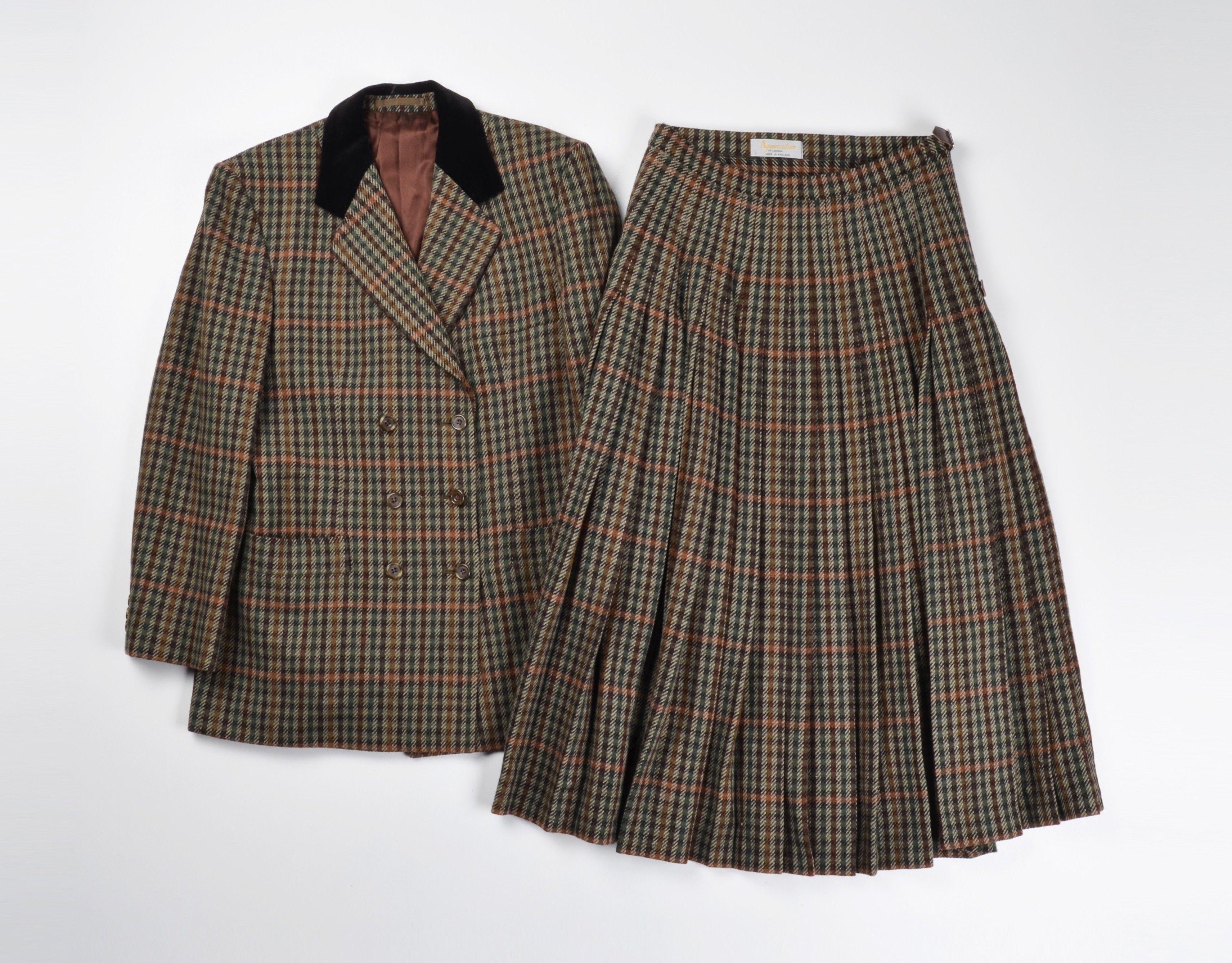 Aquascutum Vintage Aquascutum Tweed Suit Set Skirt Blazer Check Wool Size M / US 6-8 / IT 42-44 - 6 Thumbnail