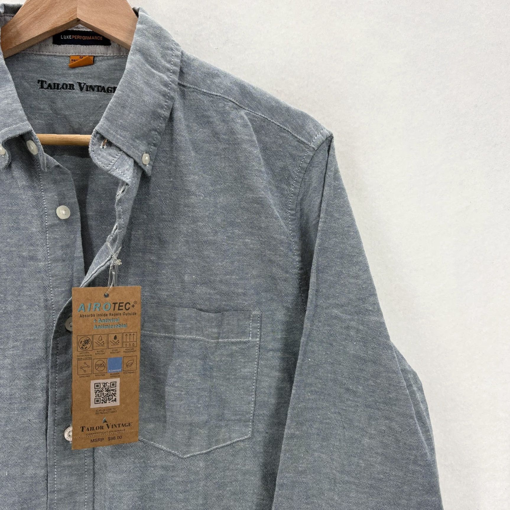 Vintage VINTAGE Tailor Vintage Shirt Mens Medium Gray Luxe Performance Airotec Button-Down NWT Size US M / EU 48-50 / 2 - 2 Thumbnail