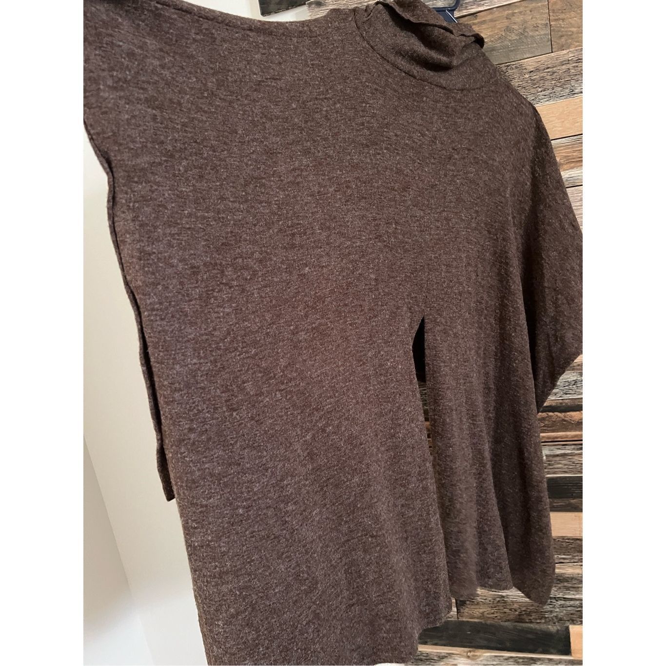 Other Patrizia Luca Women’s Poncho Sweater cover Button side brown high low Size L / US 10 / IT 46 - 3 Thumbnail