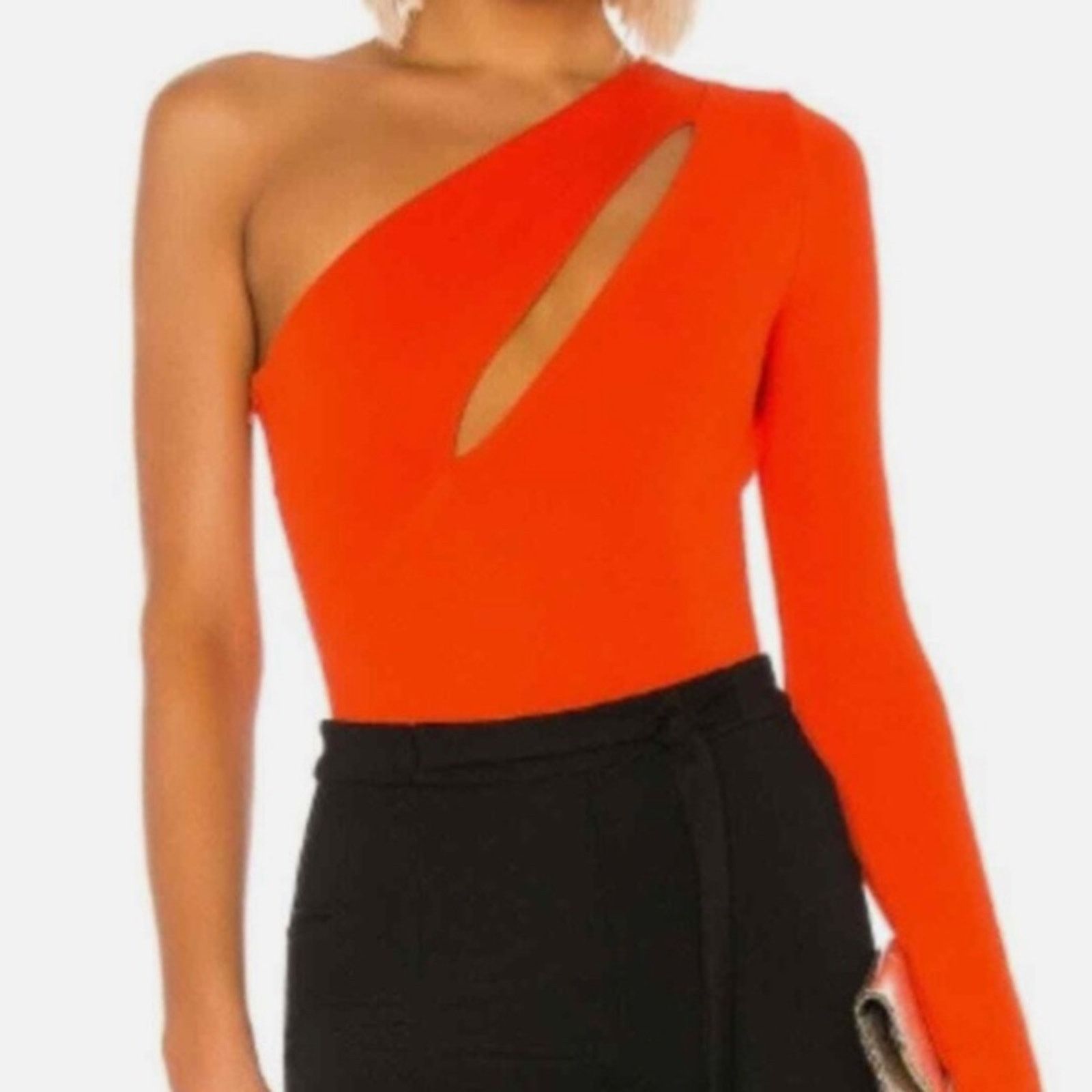 REVOLVE EUC NBD Aaliyah Cut Out One Shoulder Bodysuit Red Orange S Size S / US 4 / IT 40 - 2 Thumbnail