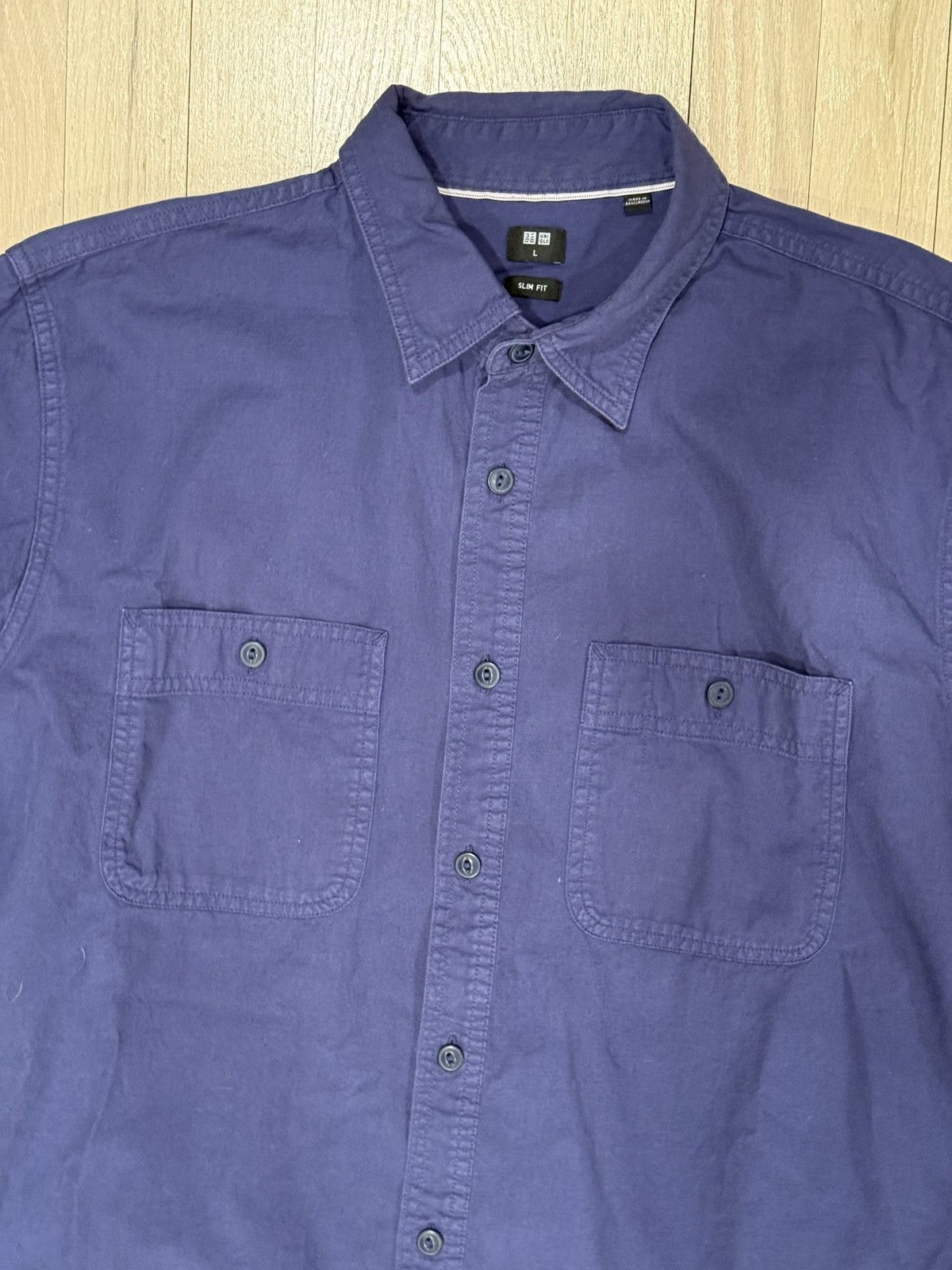 Uniqlo Uniqlo French Blue Utility Shirt Size US L / EU 52-54 / 3 - 3 Thumbnail