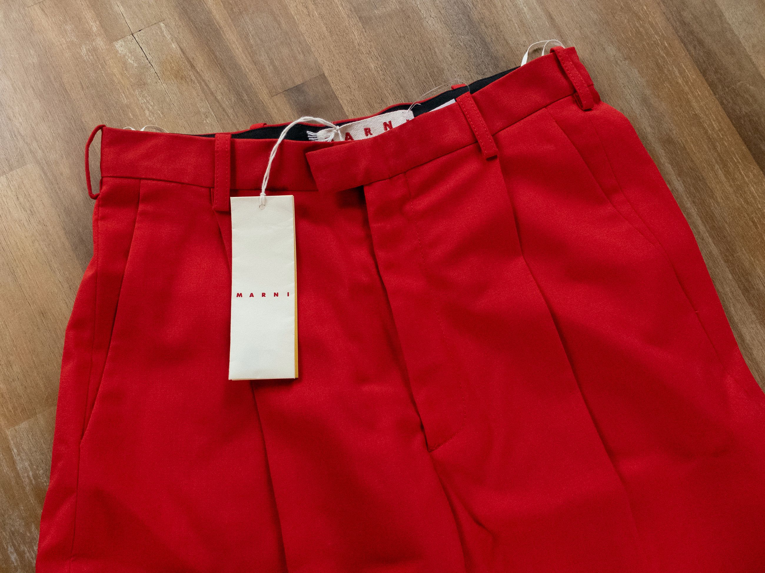 Marni MARNI red pleated front wool straight pants trousers 6 42 Size 28" / US 6 / IT 42 - 7 Thumbnail