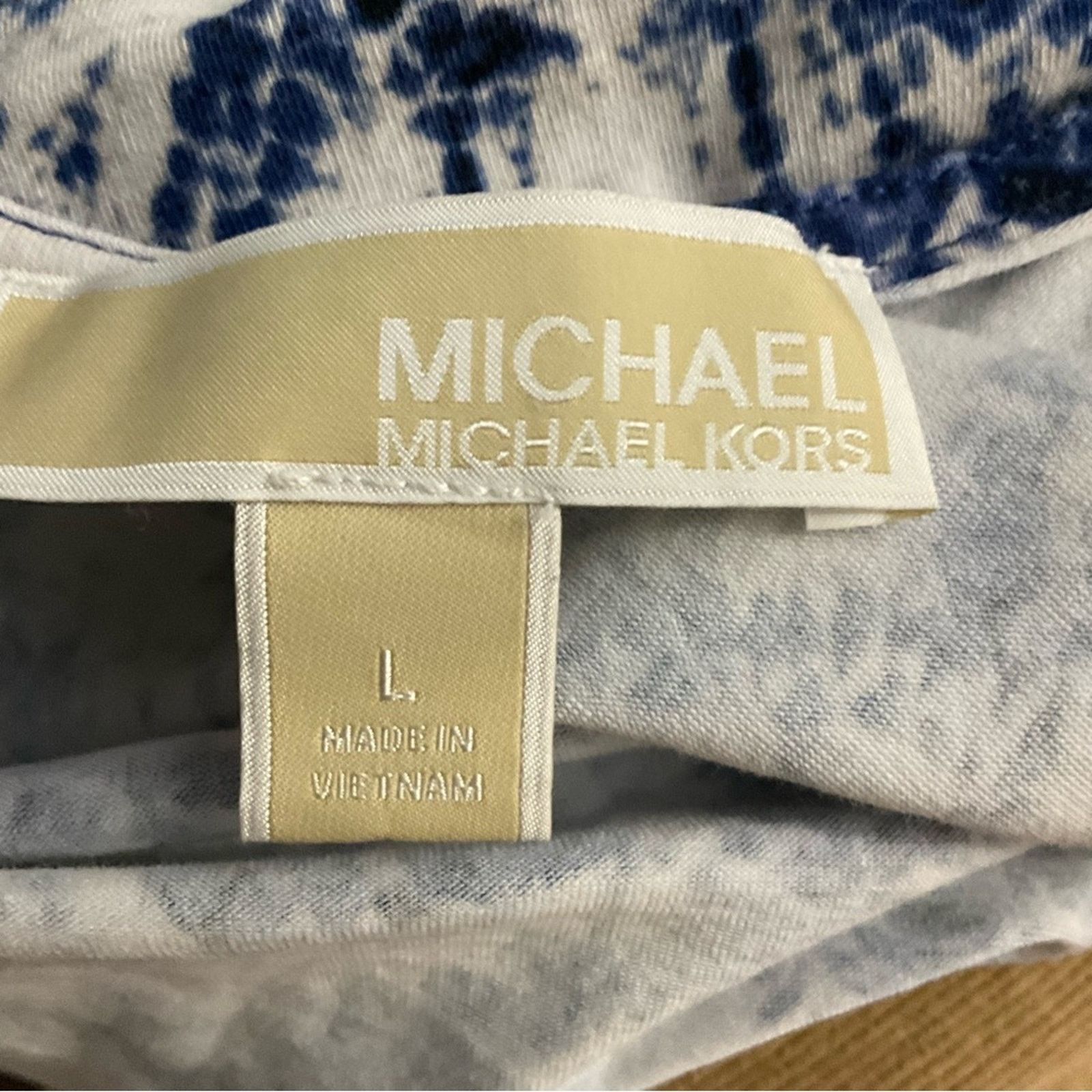 Michael Kors MICHAEL Michael Kors Midnight Blue Floral Short Sleeve L Size L / US 10 / IT 46 - 10 Thumbnail