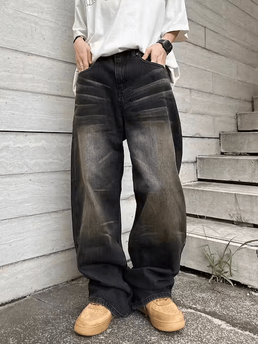 Jean Black washed distressed loose-fit jeans Size US 30 / EU 46 - 4 Thumbnail
