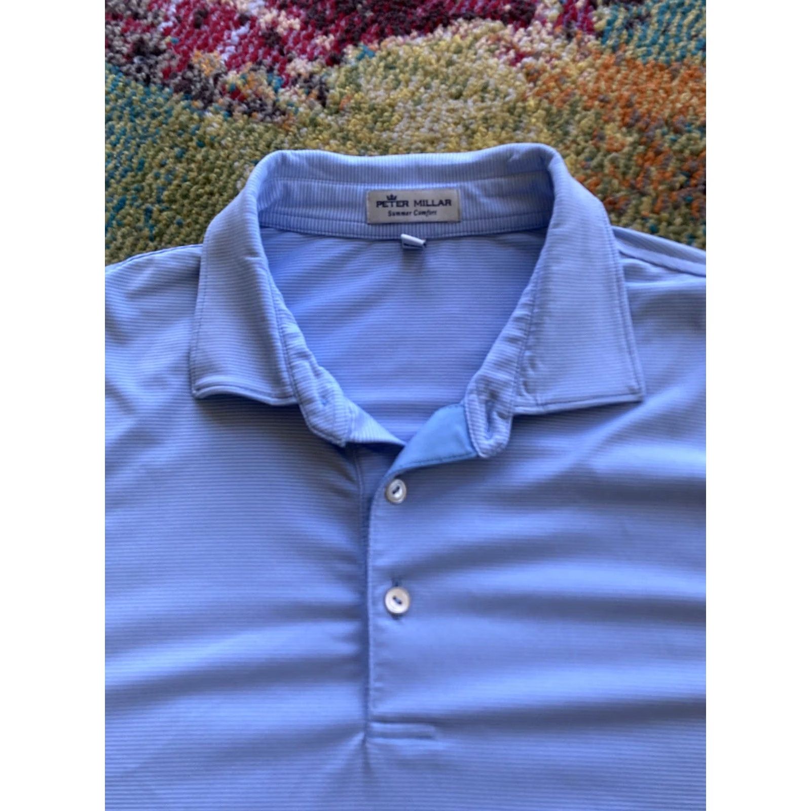 Peter Millar Peter Millar Summer Comfort Polo Shirt Mens Medium Blue Striped Logo Embroidered Golf Activewear Casual Travel Short Sleeve Polo Club Mens Size US M / EU 48-50 / 2 - 4 Thumbnail