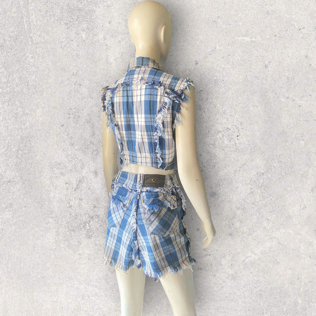 Vivienne Westwood Vintage 1999 Blue Plaid Fray Hem Set Size XS / US 0-2 / IT 36-38 - 5 Thumbnail