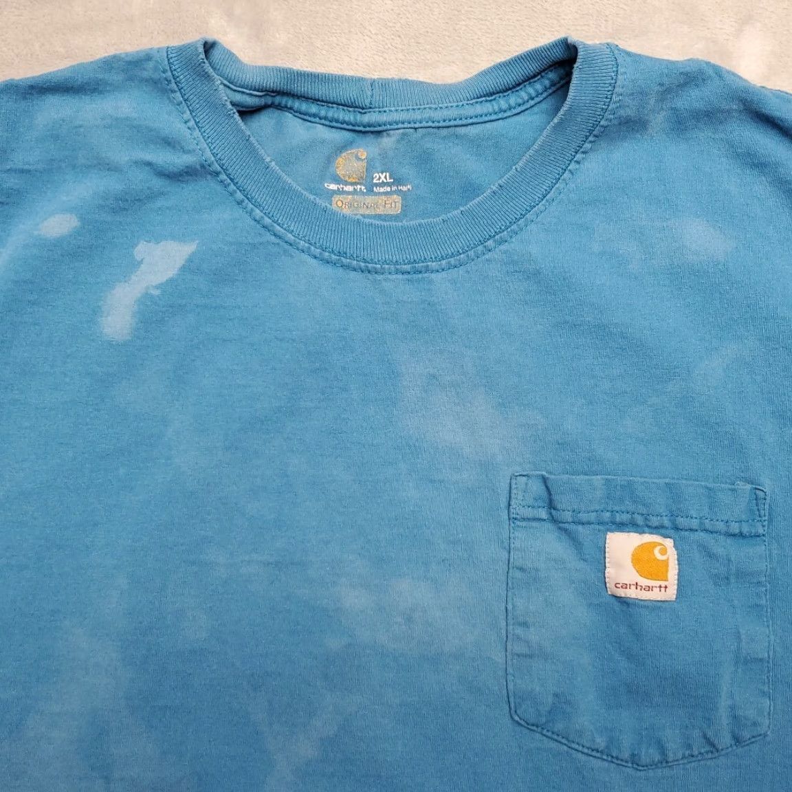Carhartt VINTAGE Carhartt T Shirt Mens 2XL Blue Original Fit Faded Grunge Skate Y2K Pocket TEE Shirt Mens 2XL Blue Size US XXL / EU 58 / 5 - 3 Thumbnail