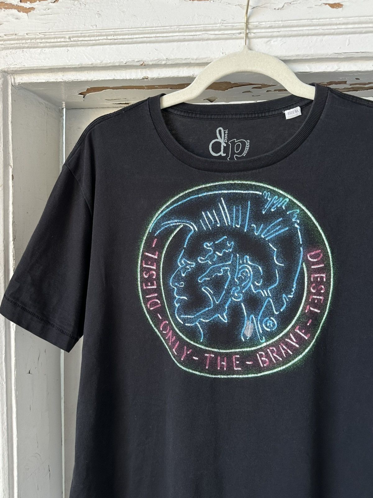 Diesel Vintage Diesel Neon Printed Black T-shirt Size US XL / EU 56 / 4 - 2 Thumbnail