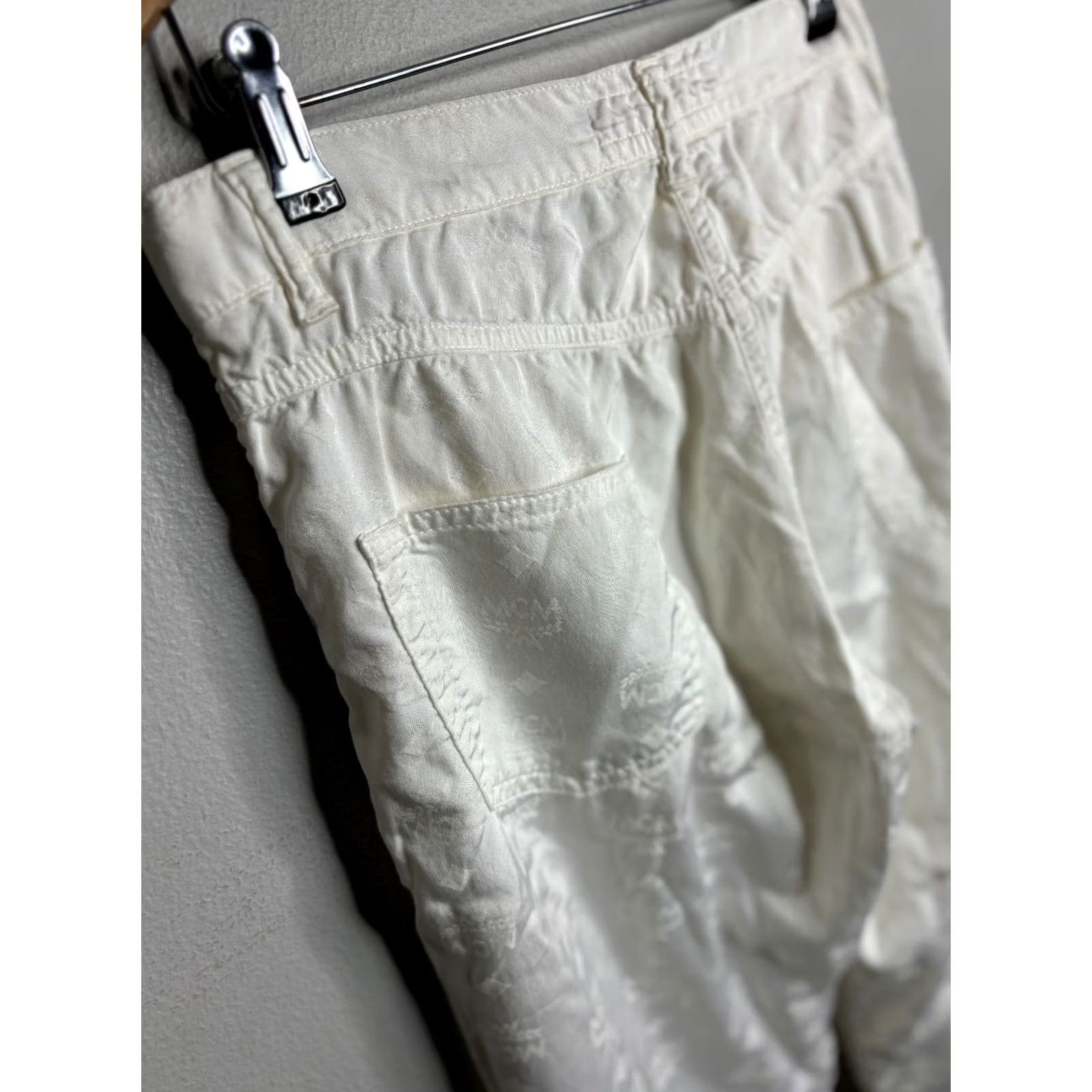 MCM MCM Monogram All-Over Pattern Casual Cotton Blend Pants Women's M 26in White 80s 90s Style Relaxed Straight Baggy? Size 32" / US 10 / IT 46 - 5 Thumbnail