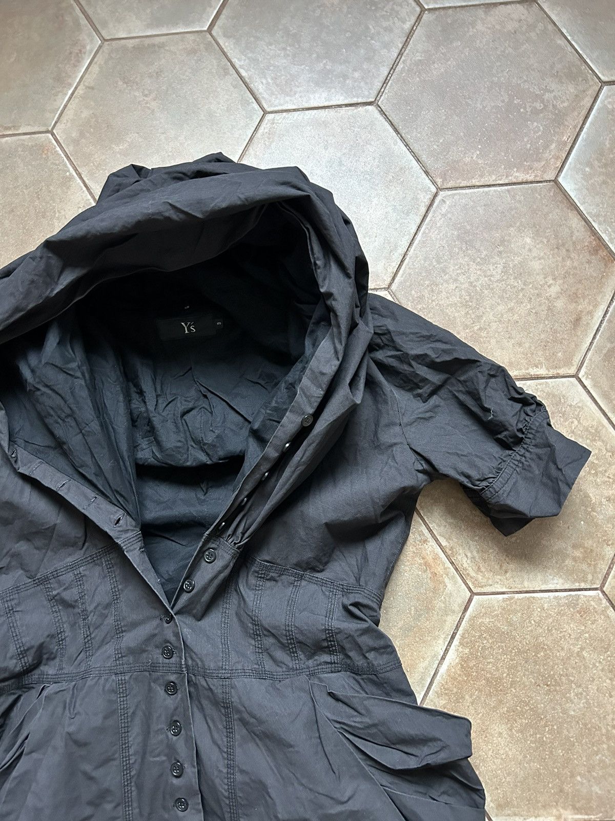 Vintage YOHJI YAMAMOTO Shirt Top Dress Button Long hood Size L / US 10 / IT 46 - 2 Thumbnail