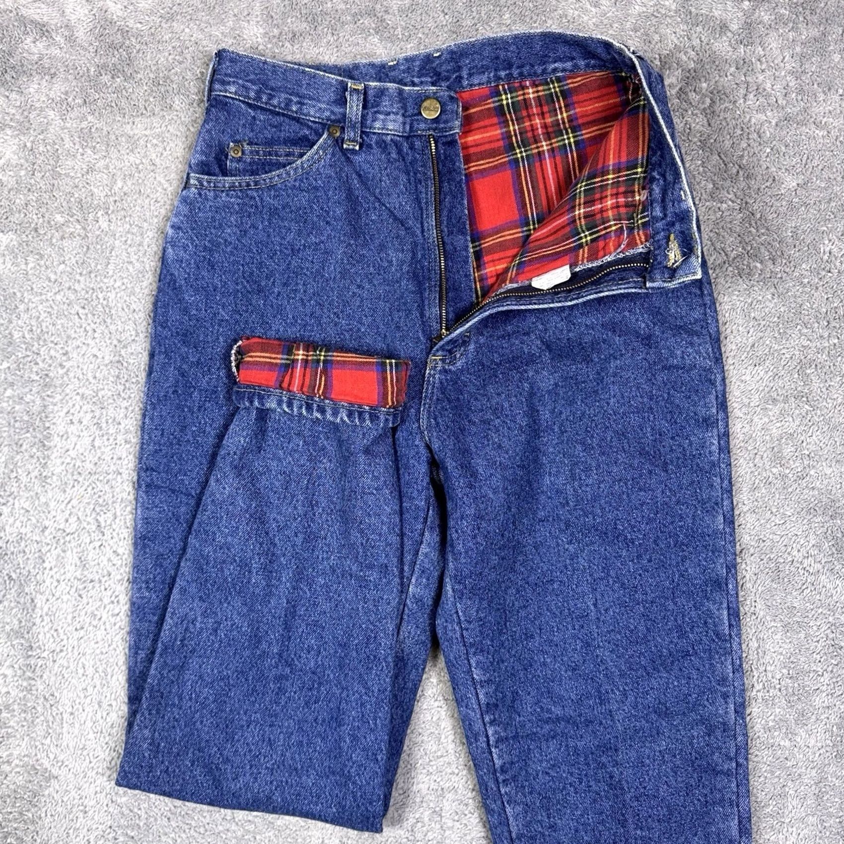 Vintage VINTAGE LL Bean Jeans Women 10 High Rise Den 32 Inseam 28 W 5-Pocket Plaid Flannel Lined Chore USA Made Mom Jeans Womens Size 32" / US 10 / IT 46 - 2 Thumbnail