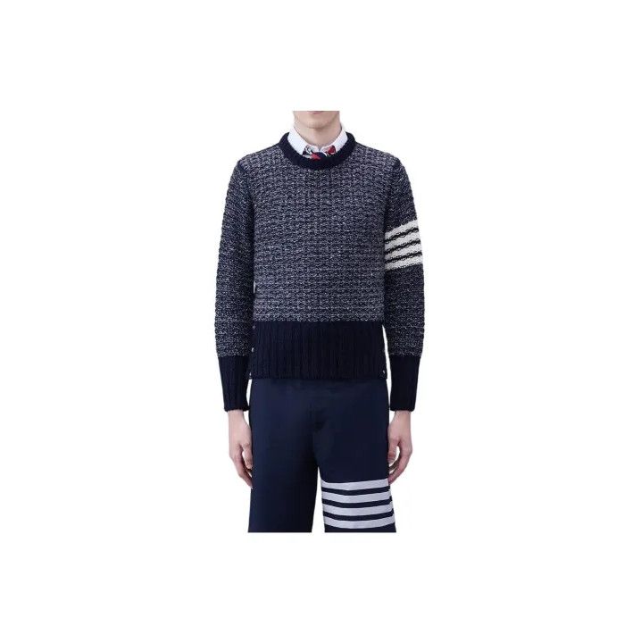 Thom Browne Thom Browne Navy Blue Striped Knit Sweater Size US M / EU 48-50 / 2 - 1 Thumbnail