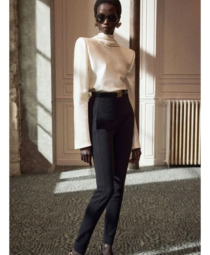 Saint Laurent Paris o1s1wg111124 Cowl-Back Blouse in Silk Satin Crepe in White Size XS / US 0-2 / IT 36-38 - 4 Thumbnail