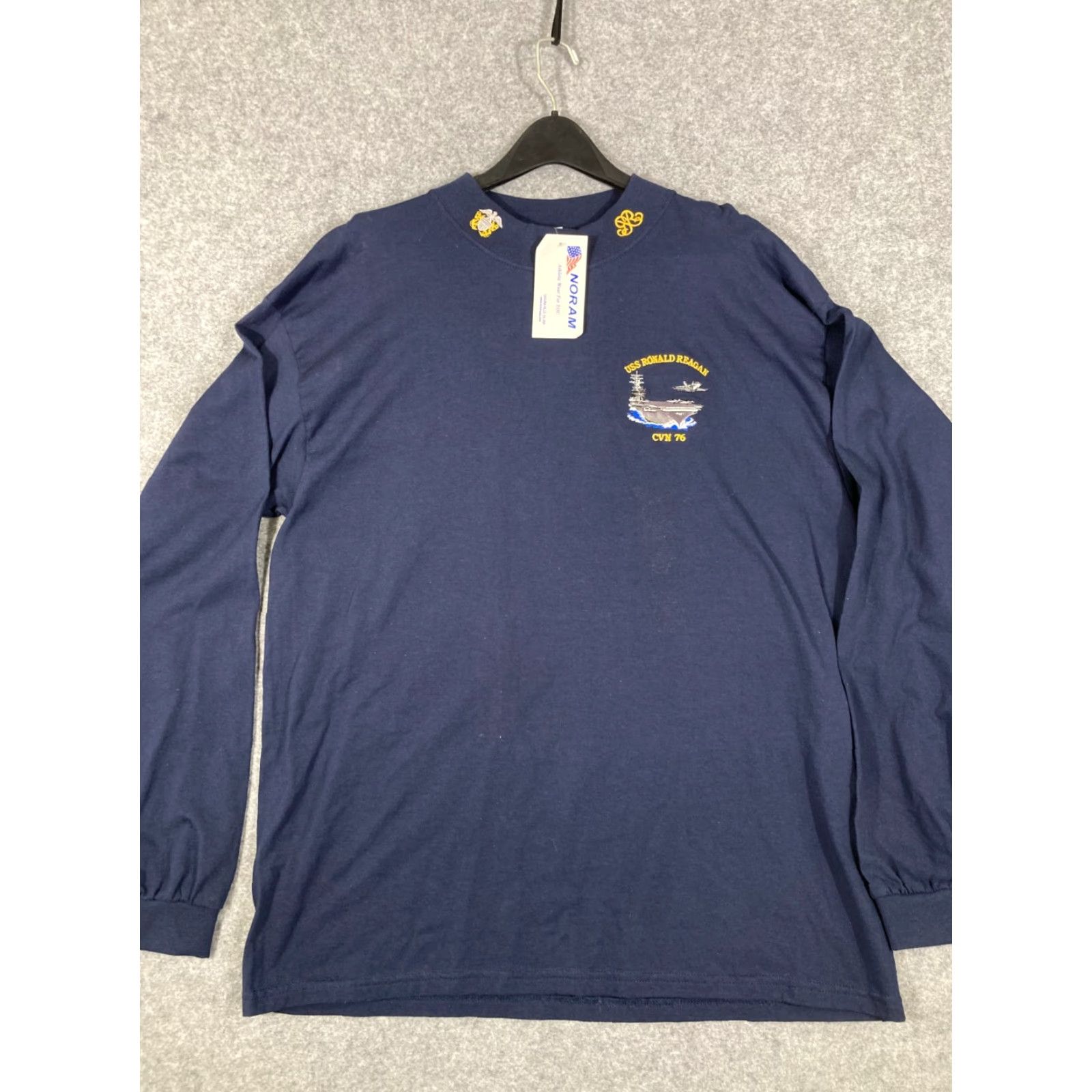 Gildan VINTAGE Gildan T-Shirt USS Ronald Reagan Logo Blue XL Mens Long Sleeve Cotton Size US XL / EU 56 / 4 - 2 Thumbnail