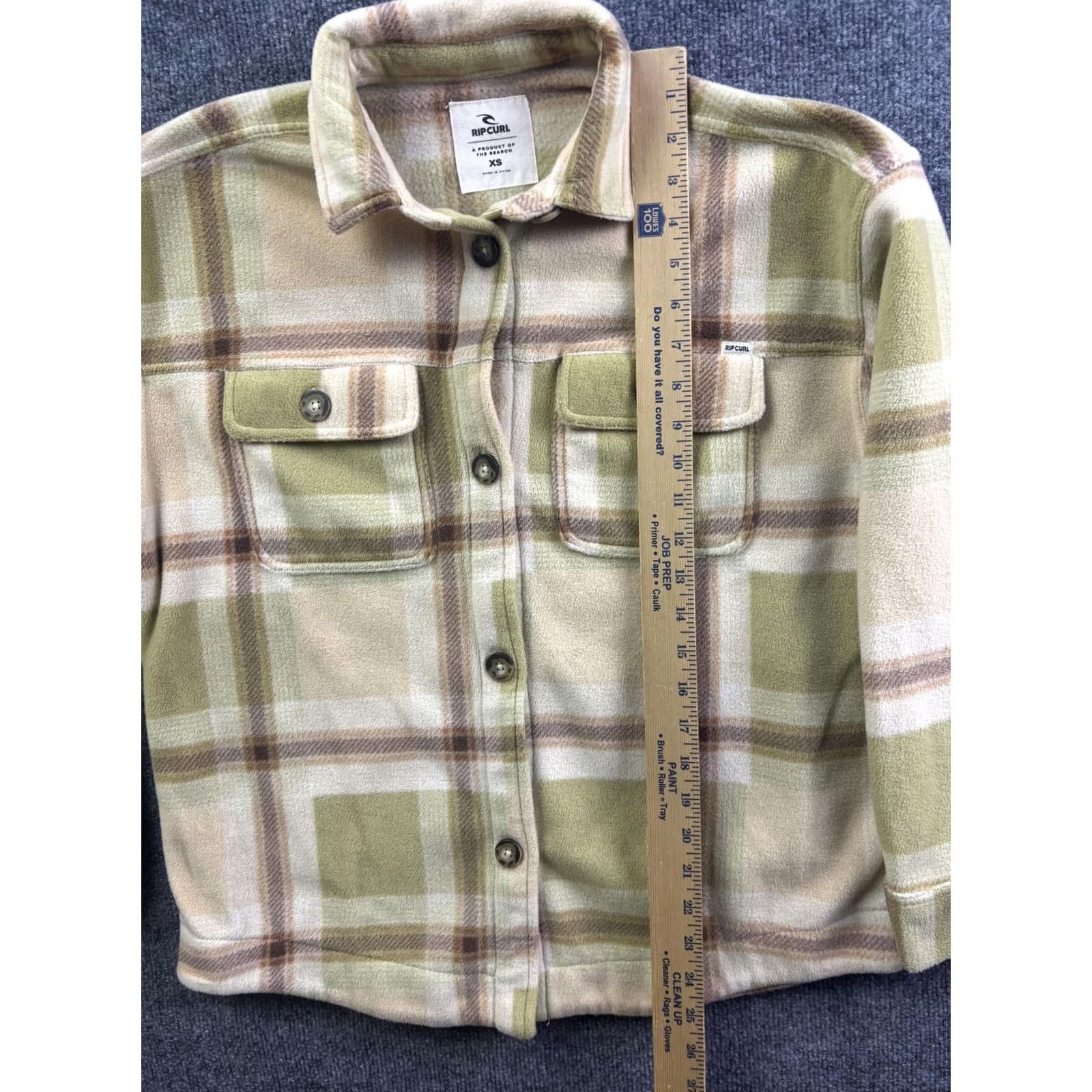Rip Curl Rip Curl Shirt Jacket Womens XS Beige Plaid Fleece Button Front Pockets Casual Size XS / US 0-2 / IT 36-38 - 3 Thumbnail