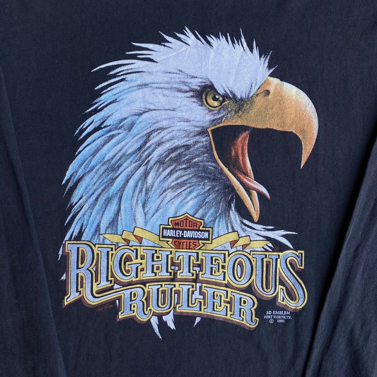 Harley Davidson × Vintage Vintage 1991 HD 3D Emblem L/S T-Shirt Size US L / EU 52-54 / 3 - 2 Thumbnail
