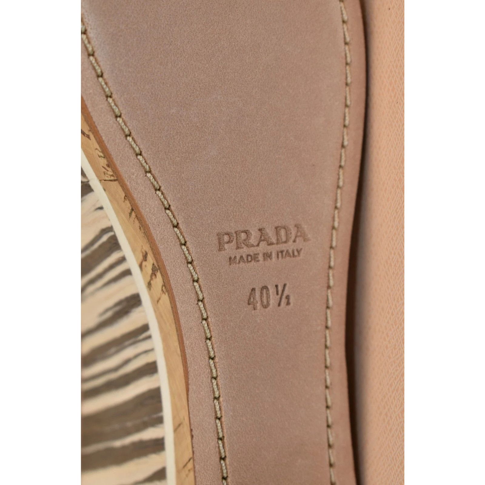 Prada PRADA 1XZ BEIGE BROWN LEATHER WEDGE PLATFORM SANDALS 40.5 IT Size US 10.5 / IT 40.5 - 6 Thumbnail
