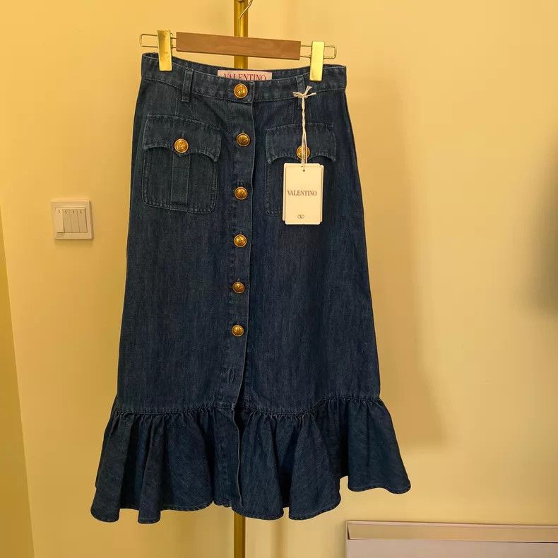 Valentino Valentino Washed blue denim long skirt Size S / US 4 / IT 40 - 2 Thumbnail