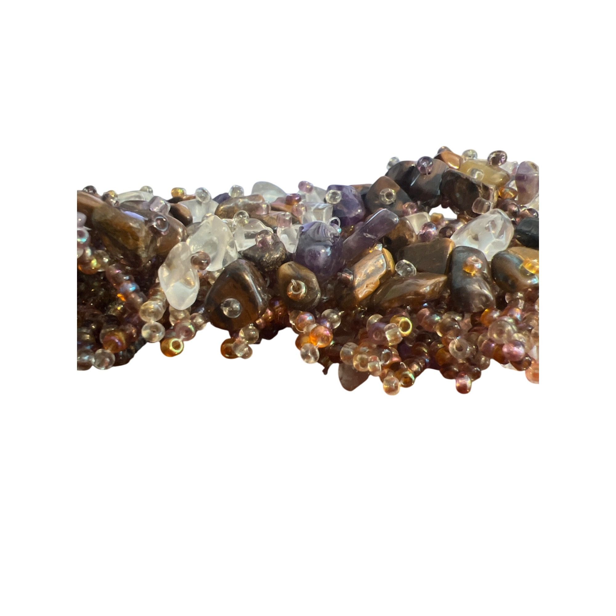 Other Bohemian Seed Bead Bracelet Amethyst Tigers Eye Quartz Doubl Size ONE SIZE - 3 Thumbnail