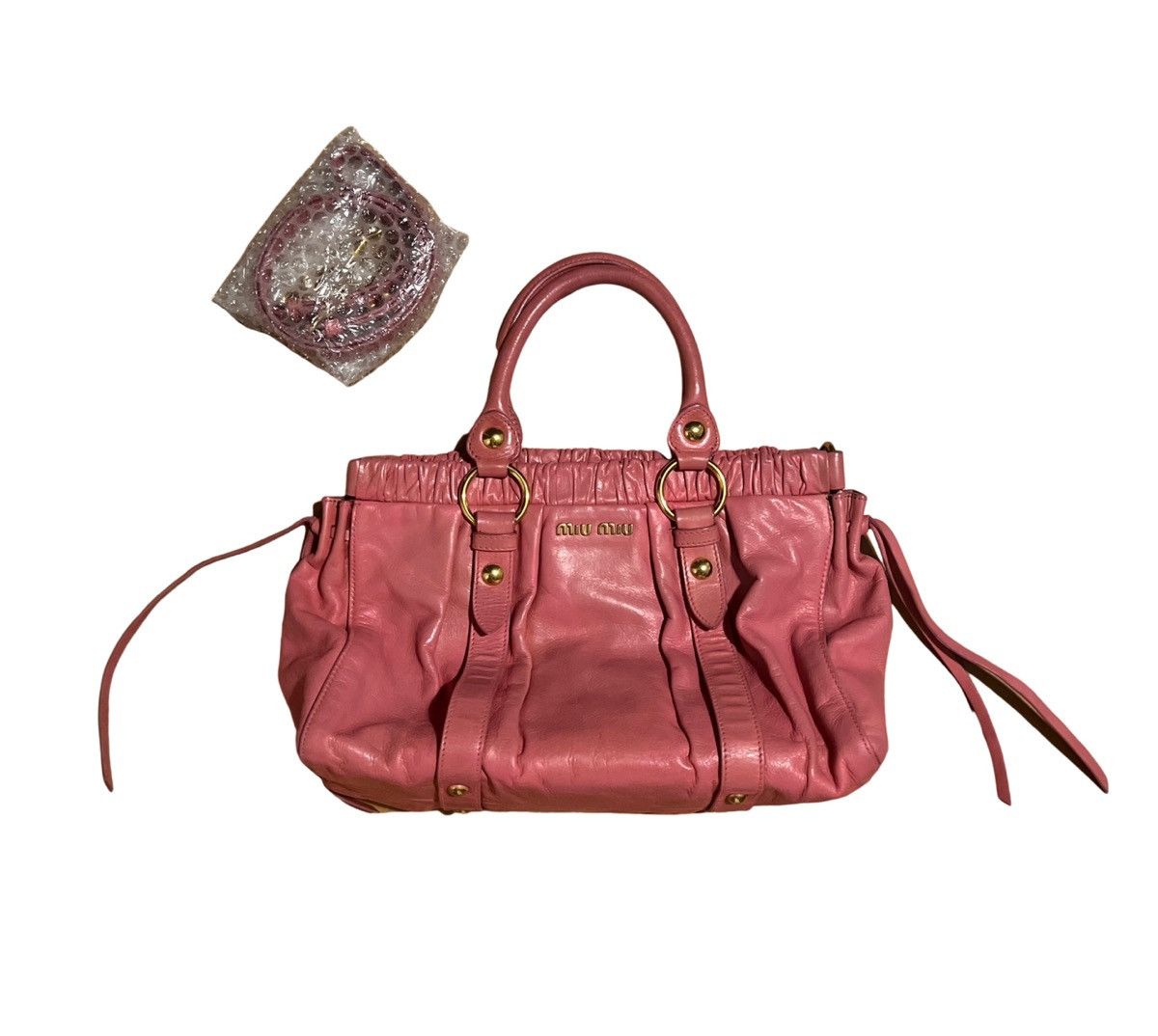 image of Miu Miu Mit Miu Vitello Lux in Pink, Women's
