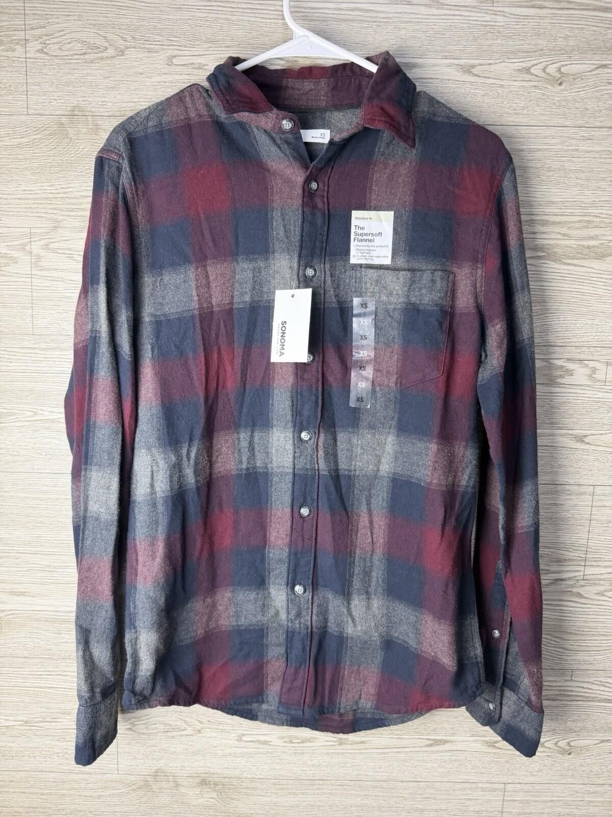 Sonoma 4 Sonoma Men’s Flannel Shirt Lot XS Plaid Button Up Size US XS / EU 42 / 0 - 4 Thumbnail