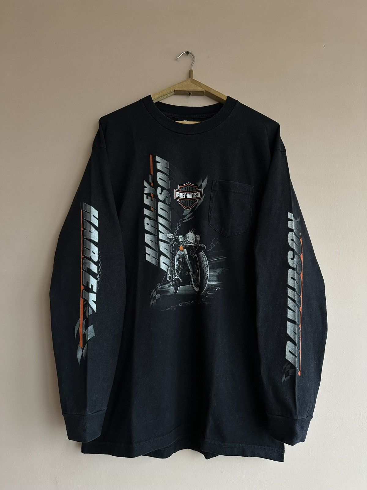 Harley Davidson × Vintage Vintage 00s Harley Davidson Bryan College Pocket Long Sleeve Size US XL / EU 56 / 4 - 1 Thumbnail