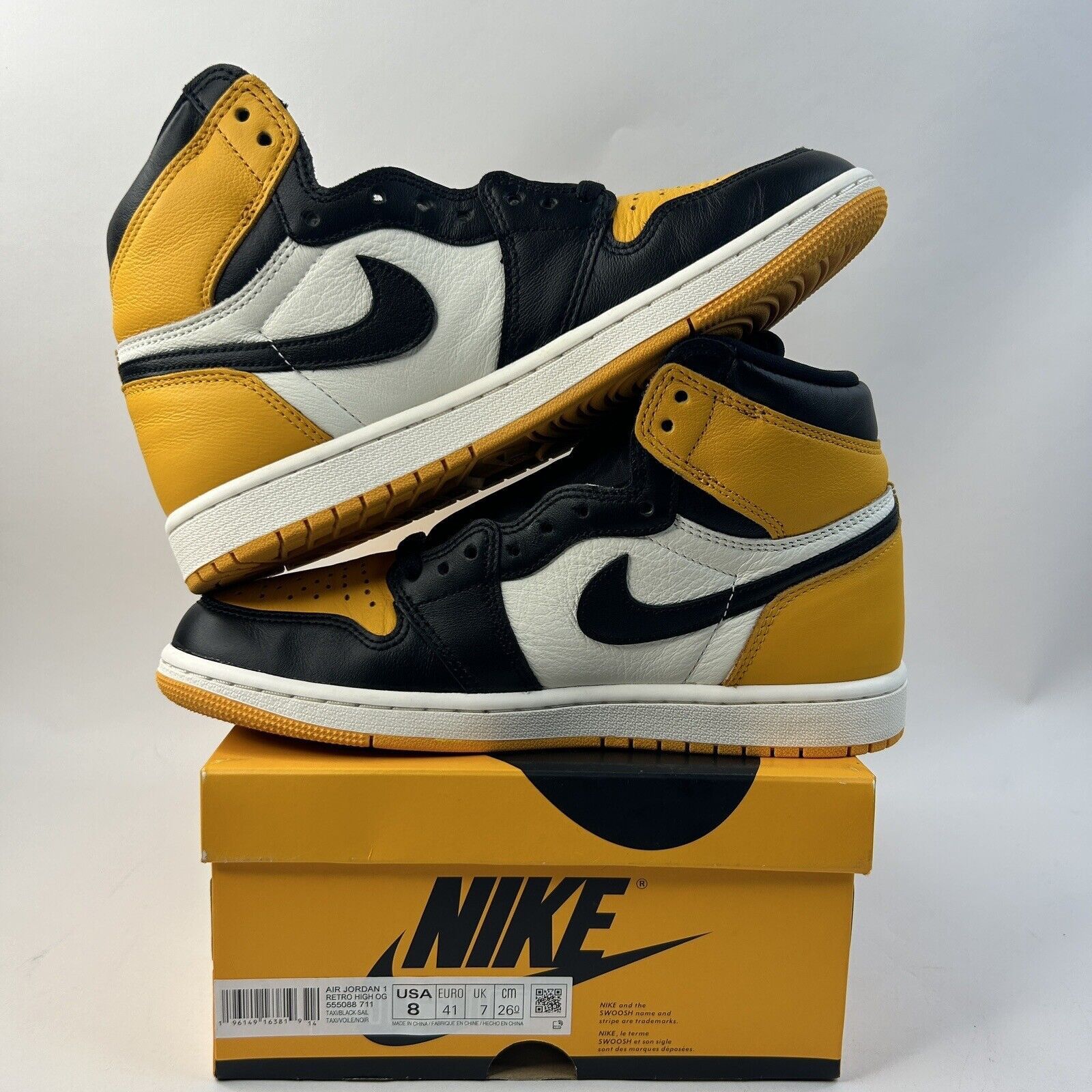 Nike Nike Air Jordan 1 Retro High OG “Yellow Toe/Taxi” 2024 Size US 8 / EU 41 - 3 Thumbnail