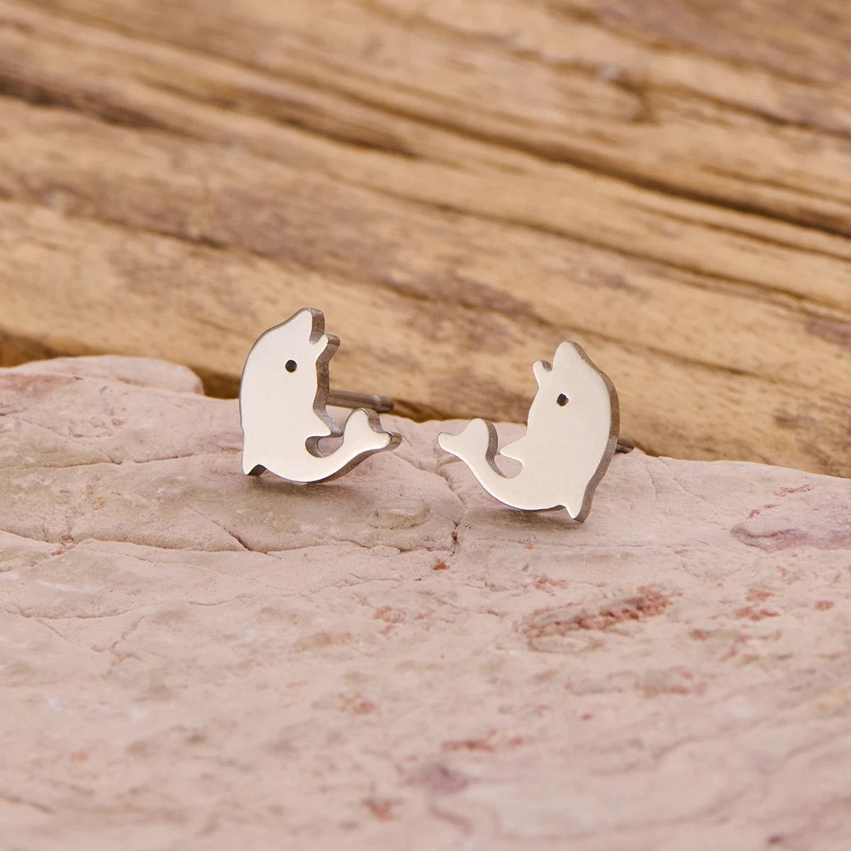 Jewelry Mini Dolphin Earrings Charm Earring Gift Size ONE SIZE - 1 Preview