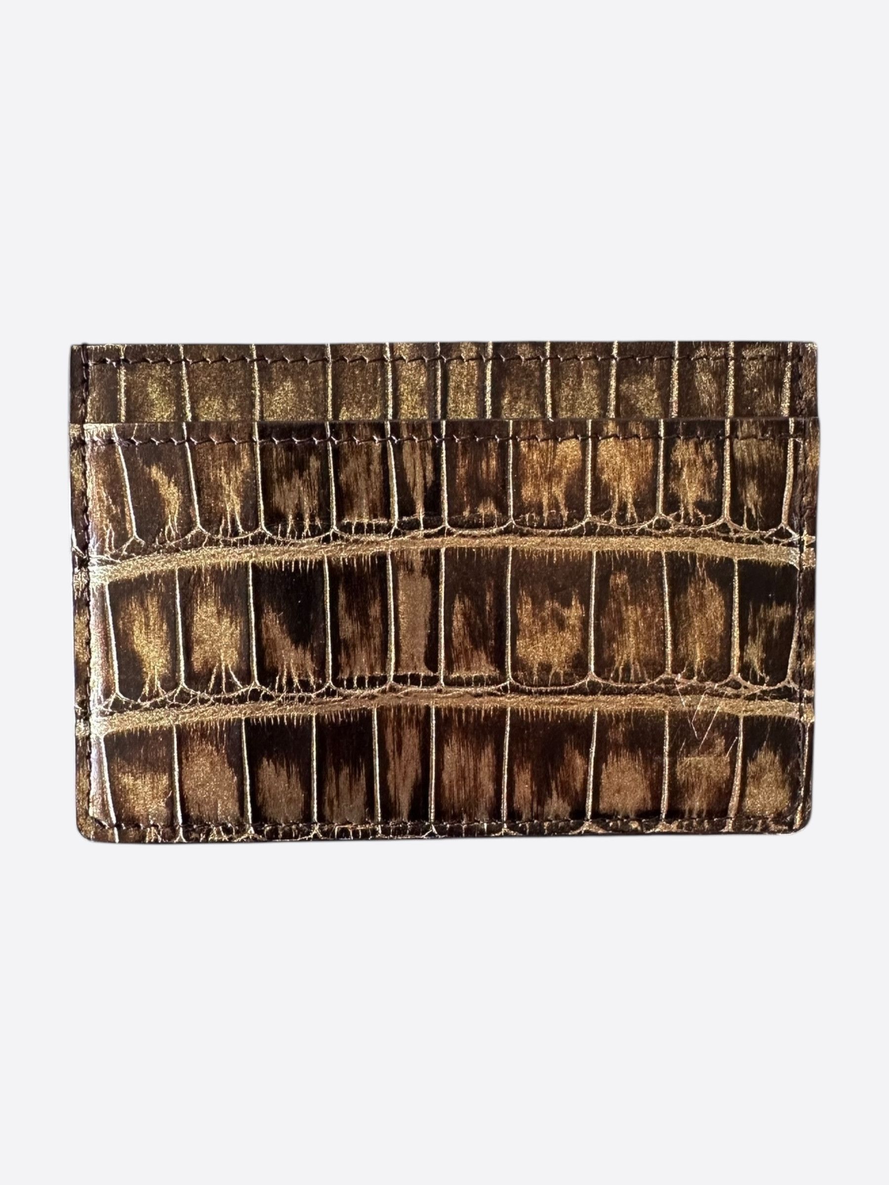 Louis Vuitton Louis Vuitton Brown & Gold Crocodile Cardholder Size ONE SIZE - 1 Thumbnail