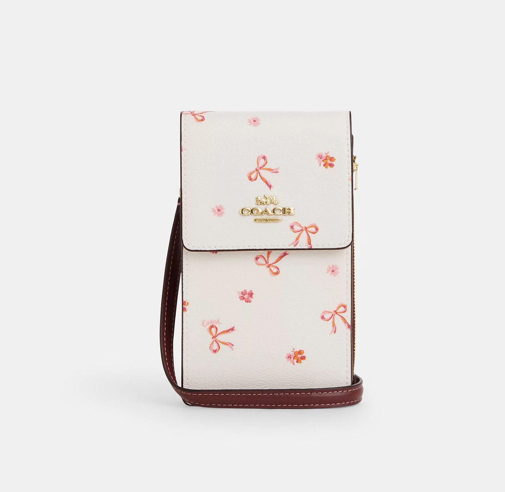 image of Coach North South Phone Crossbody With Bow Print Cn780, Women's