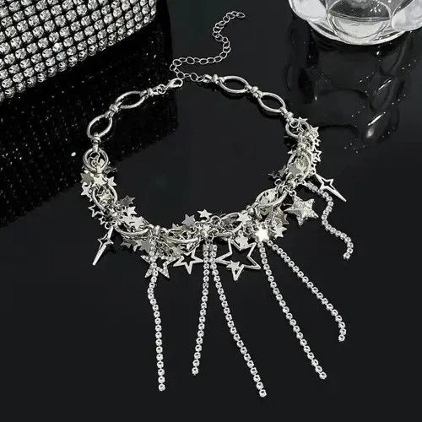 Other Rhinestone Star Pentagram Tassel Necklace Size ONE SIZE - 2 Thumbnail