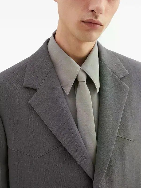Jil Sander o1loc1c0426 Detachable Collar Tailored Jacket in Grey Size US XL / EU 56 / 4 - 4 Thumbnail