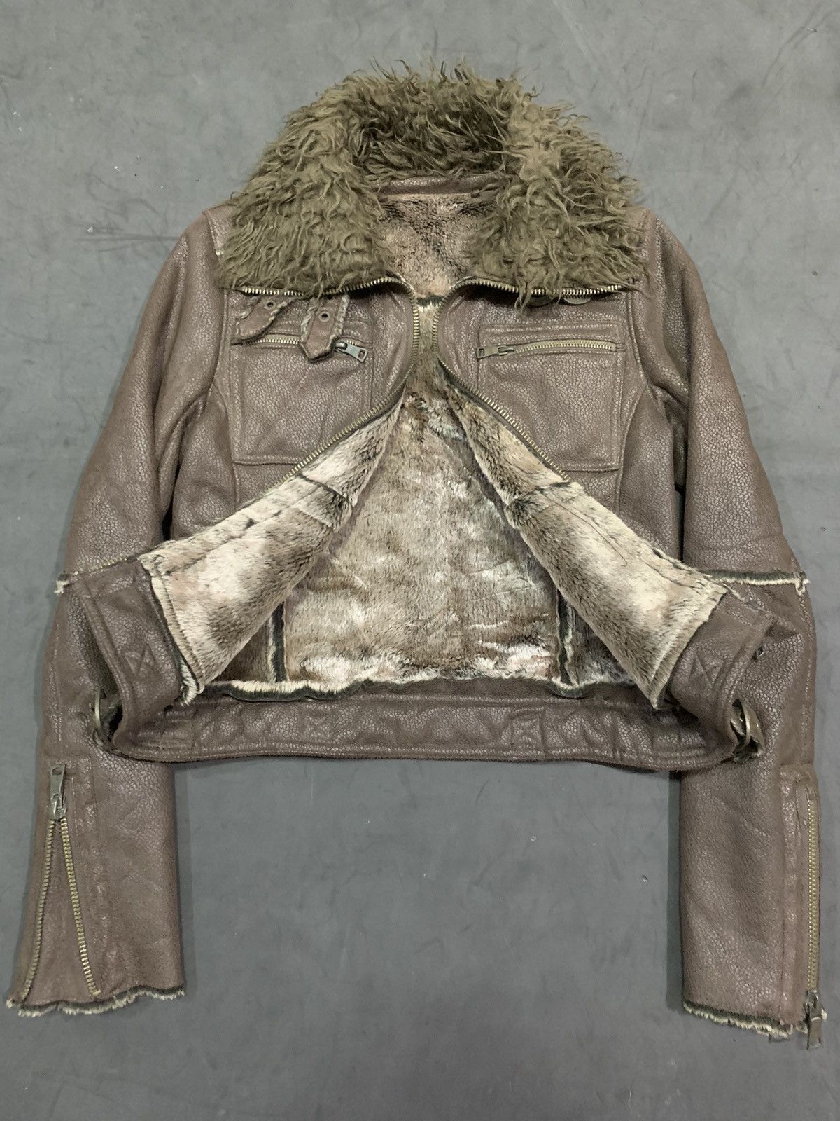 14th Addiction Unknown leather furjacket 14thaddiction styled Size US XXS / EU 40 - 3 Thumbnail