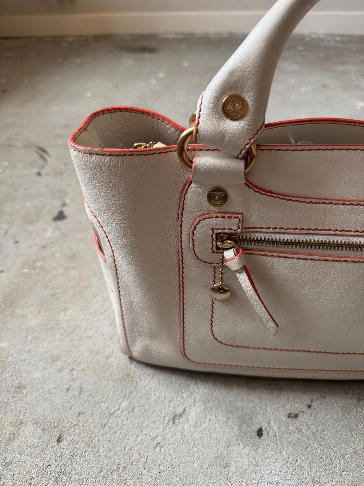 Celine Celine Leather Boogie Shoulder Bag White/Red Size ONE SIZE - 3 Thumbnail