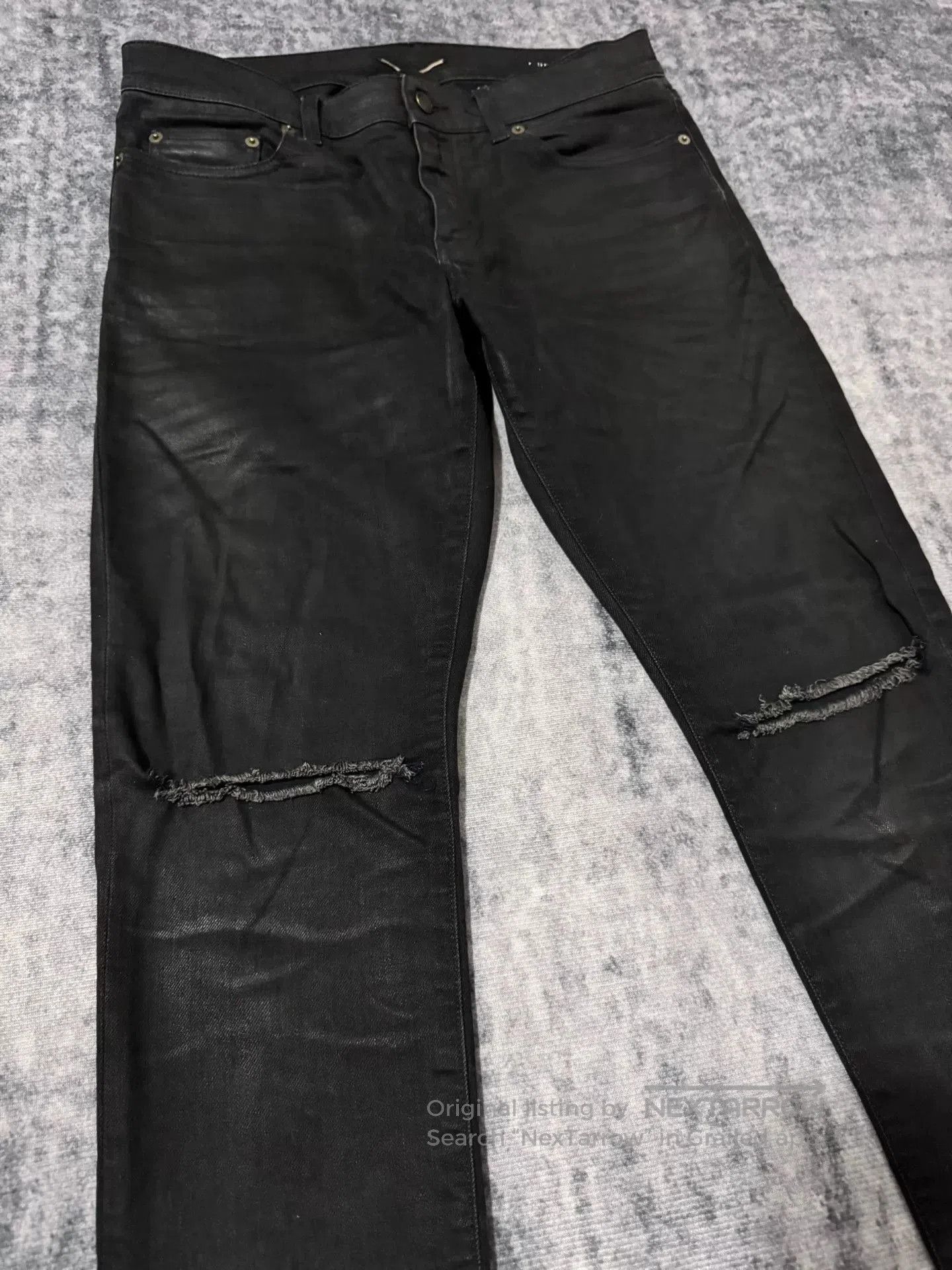 Saint Laurent Paris Saint Laurent Black Coated Jeans. Size US 31 - 3 Thumbnail