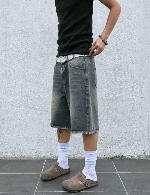 VIBE Distressed Faded Frayed Streetwear Y2K Jorts Size US 30 / EU 46 - 4 Thumbnail