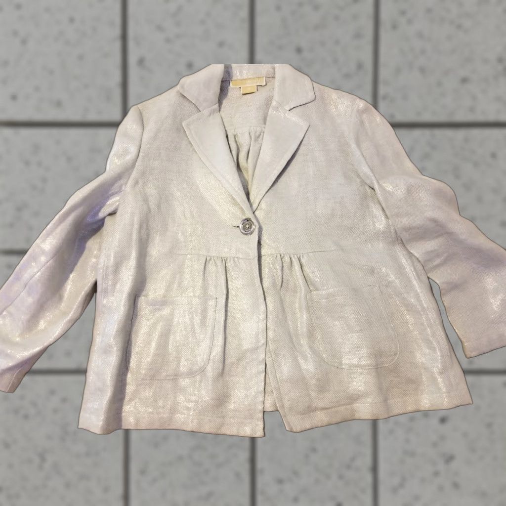 Michael Kors Womens Michael Kors Linen Jacket Blazer 8 Gray Jacket Blazer Casual Fall Spring Women Mens? Size M / US 6-8 / IT 42-44 - 1 Thumbnail