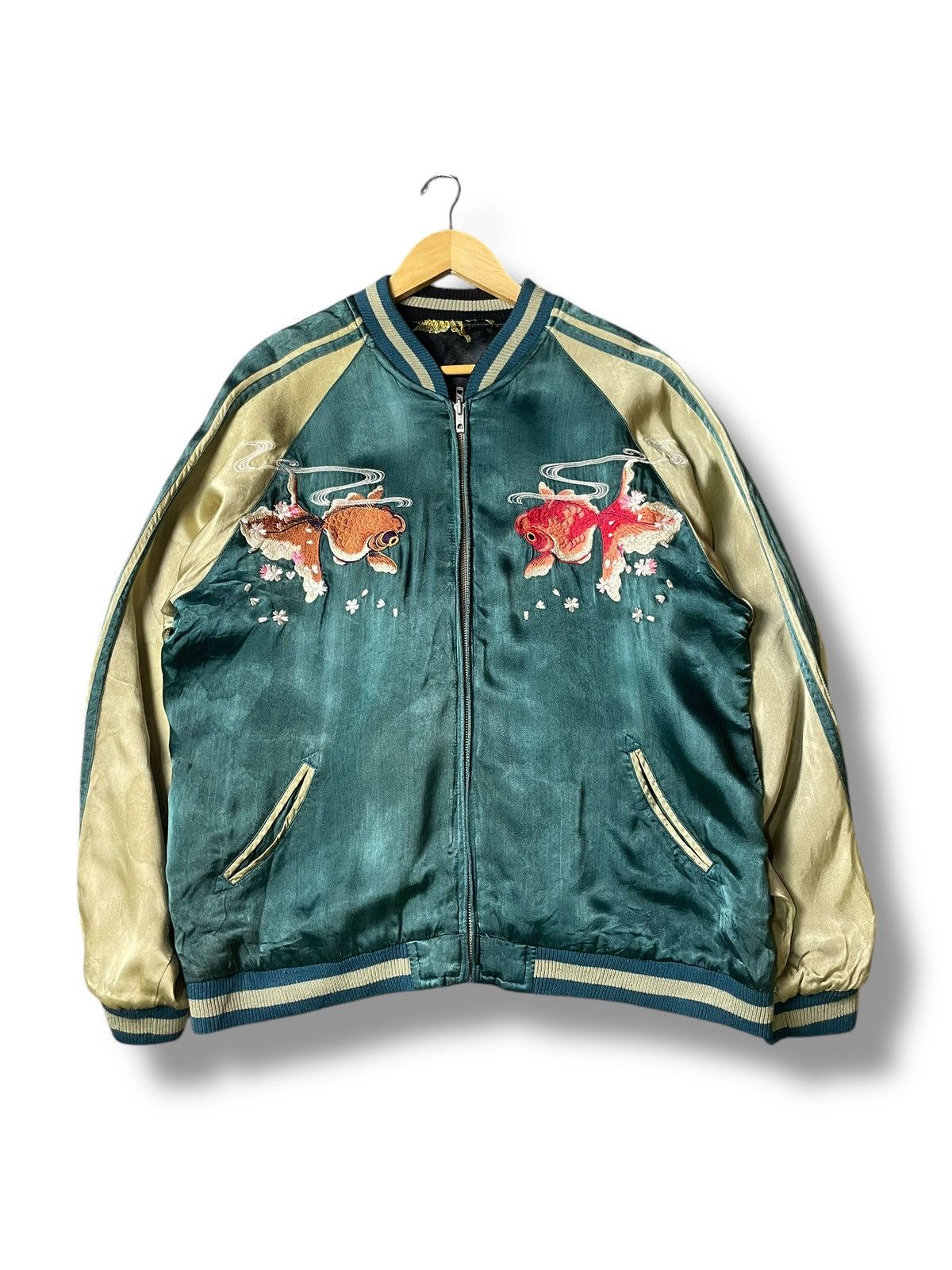 Vintage Japanese Classic Script Goldfish Embroidered Sukajan (105) Size US XL / EU 56 / 4 - 2 Thumbnail