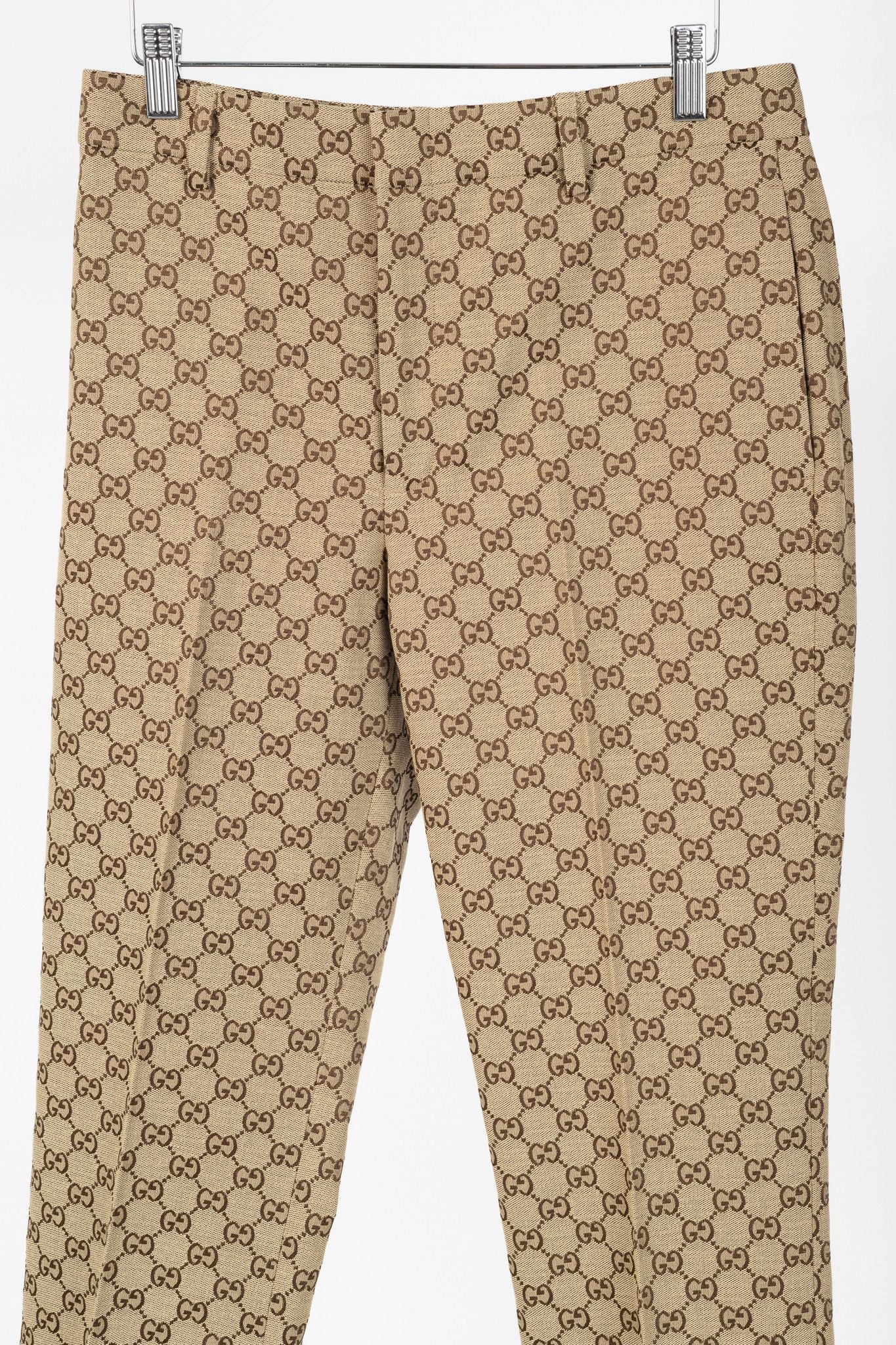 Gucci Gucci Beige & Ebony GG Canvas Cropped Pant Size 28" / US 6 / IT 42 - 3 Thumbnail