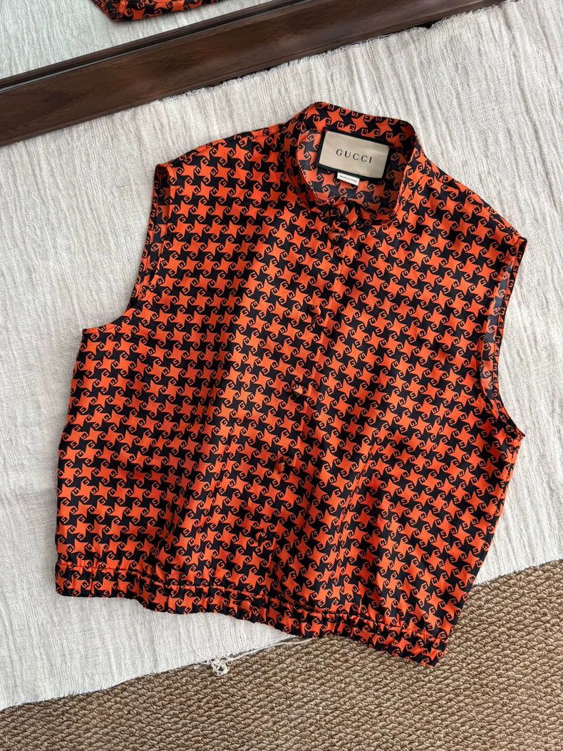Gucci Gucci Double G mulberry silk thousand-bird check sleeveles Size S / US 4 / IT 40 - 1 Thumbnail